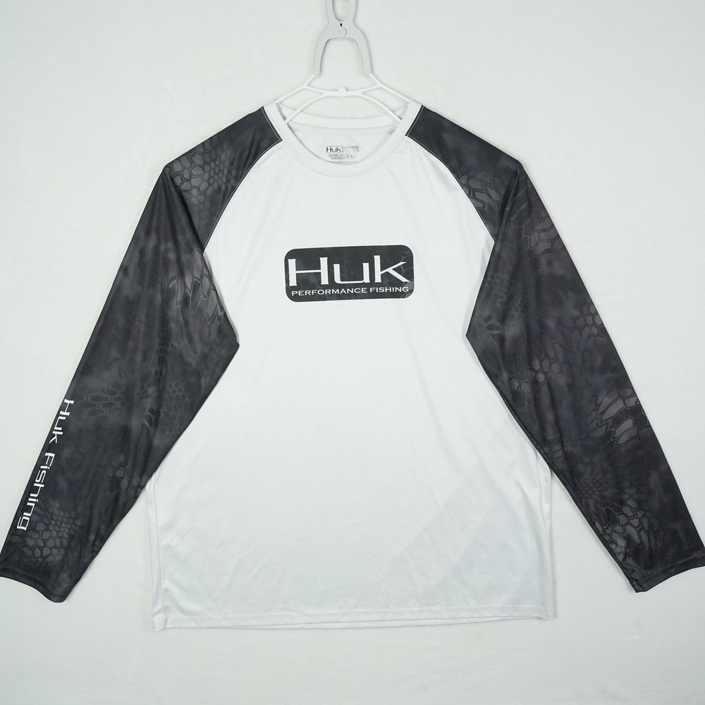 Huk Performance Fishing Shirt Mens‎ XXL White Kryptek Camo Long Sleeve Raglan